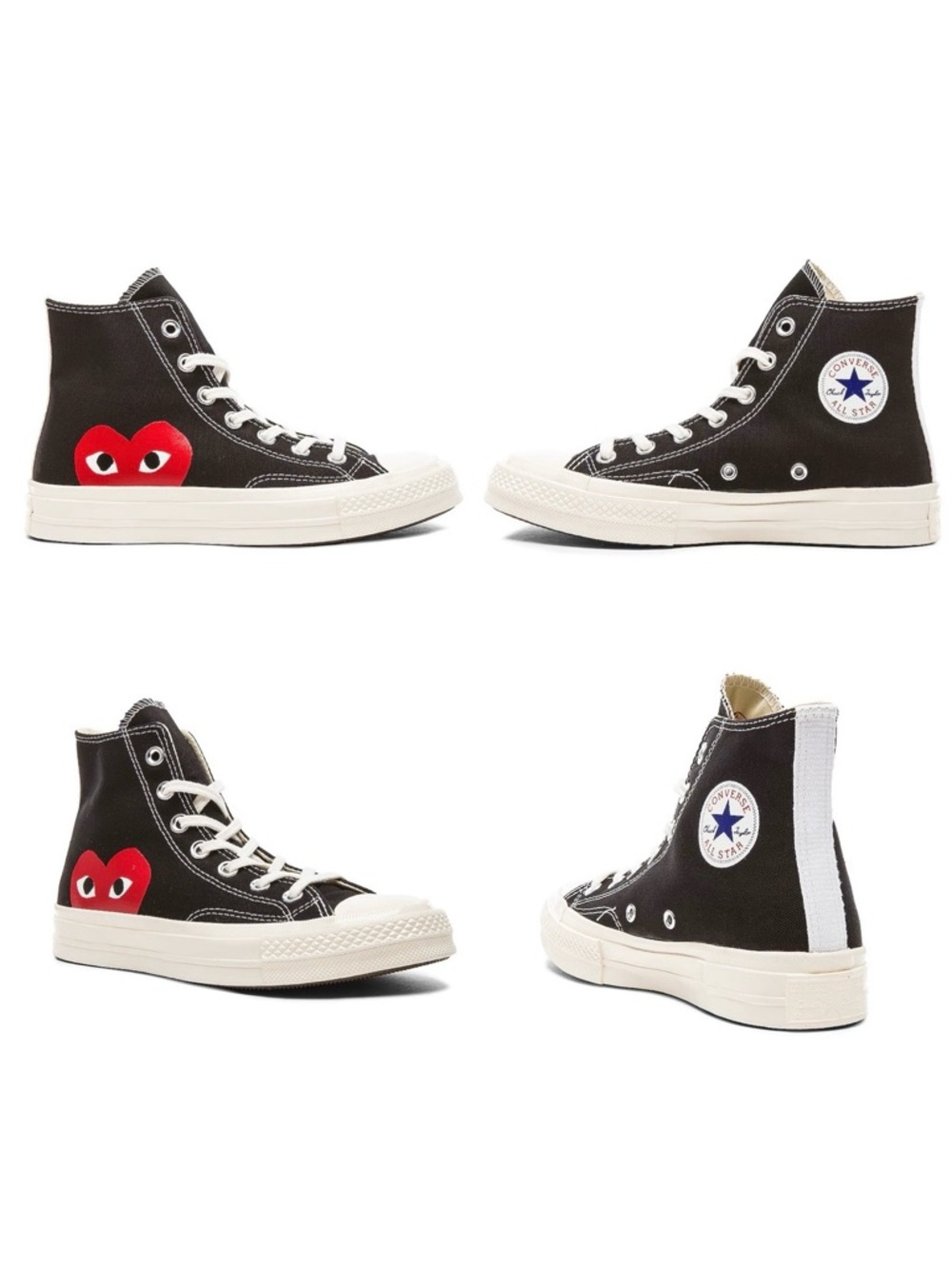 Converse All Star x Comme Des Garçons Play Large Emblem Black High Top Sneakers - Picture 2 of 13